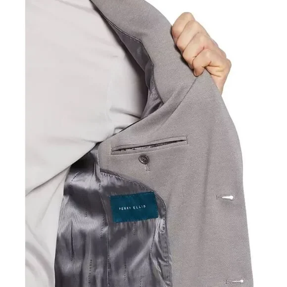 Perry Ellis NWT Regular Fit Knit Suit Jacket Felt Grey 42 Regular - Picture 3 of 7